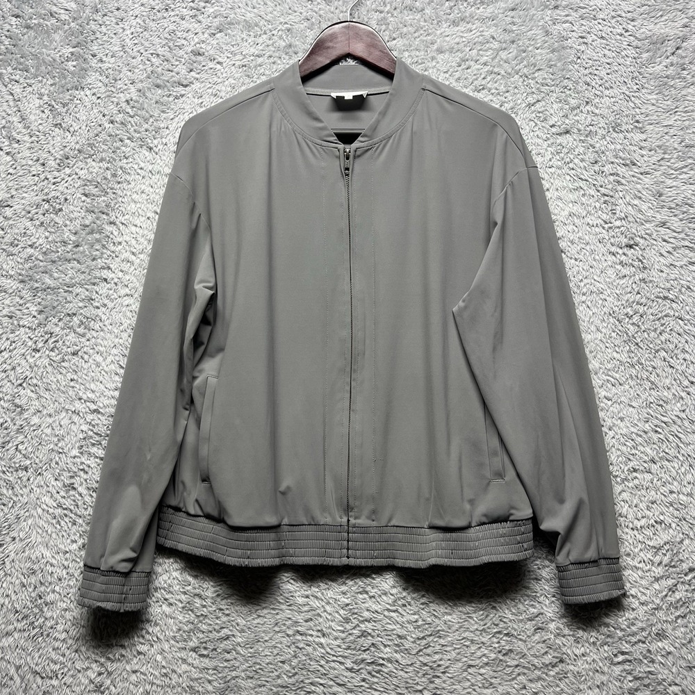 Soma Weekend Tech Knit‎ Bomber Jacket Womens Medium Gray Lightweight Performance